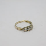 Sterling Silver Triple CZ Engagement Or Dress Ring Modern c1990 Size N 1/2
