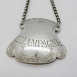 George III Sterling Silver Floral Pattern 'Champagne' Decanter Label Antique