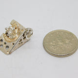 Sterling Silver Mouse In Cheese Wedge Charm Pendant Vintage c1970