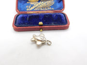 Sterling Silver Puffy Aeroplane Charm Pendant Vintage c1970