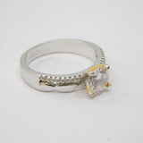 Sterling Silver Paste Set Double Band Effect Ring Vintage c1970 Size N 1/2