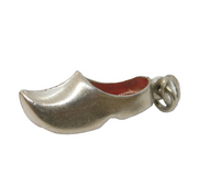 Sterling Silver Enamel Dutch Clog Shoe Charm Pendant Vintage c1970