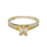 Sterling Silver & Gilt Paste Set Dress Band Ring Contemporary c2000 Size S