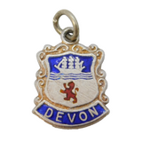 Sterling Silver Enamel Devon Shield Charm Pendant Vintage c1970