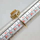 Sterling Silver Faceted Citrine & White Topaz Cluster Ring Vintage c1970 Size M