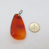 Sterling Silver Red Banded Agate Drop Charm Pendant Vintage c1970