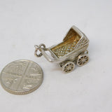 Sterling Silver Baby in the Pram Charm Pendant Vintage c1970