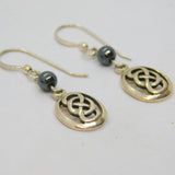 Pair of Sterling Silver Celtic Design Hook Drop Studio Earrings Vintage c1990