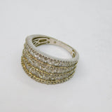 Sterling Silver Three Tier CZ Art Deco Style Dress Ring Modern c1990 Size O 1/2