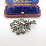 Sterling Silver Marcasite Set Bunch of Flowers Brooch Pin Antique c1920 Art Deco