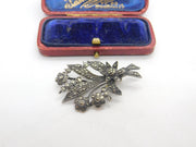 Sterling Silver Marcasite Set Bunch of Flowers Brooch Pin Antique c1920 Art Deco