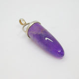 Sterling Silver Rounded Amethyst Point Drop Pendant Vintage c1970