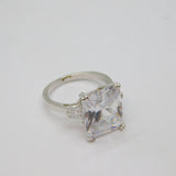 Sterling Silver 3 Cubic Zirconia Chunky Cocktail Ring Vintage c1970 Size N