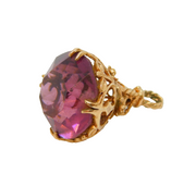 9ct Rose Gold Mounted Faceted Agate Fob Pendant Vintage London c1970s