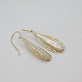 Pair of Sterling Silver Mother Of Pearl Filigree Drop Earrings Modern c2000