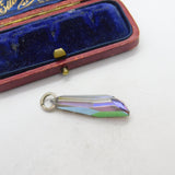 Sterling Silver Iridescent Glass Drop Charm Pendant Vintage c1970