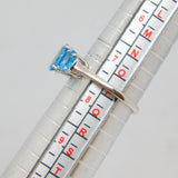 Sterling Silver Triple Stone Blue Topaz Dress Ring Vintage c1970 Size P