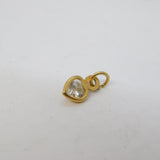 9ct Yellow Gold Small Paste Set Heart Drop Charm Vintage c1970
