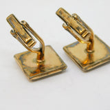 Art Deco Gold on Sterling Silver Moss Agate Gents Cufflinks Antique c1920s