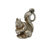 Sterling Silver Squirrel with Nut Charm Pendant Vintage c1970
