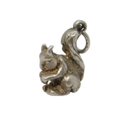 Sterling Silver Squirrel with Nut Charm Pendant Vintage c1970