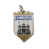 Sterling Silver Enamel Edinburgh Shield Charm Pendant Vintage c1970
