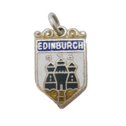 Sterling Silver Enamel Edinburgh Shield Charm Pendant Vintage c1970