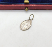 White Metal French Roman Catholic Lourdes Charm Pendant Antique c1930 Deco