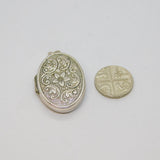 Sterling Silver Four Aperture Floral Locket Charm Pendant Vintage c1970s