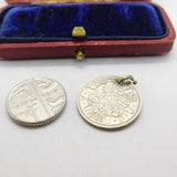 Sterling Silver Authentic Six Pence George V Charm Pendant 1936