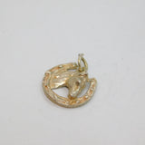 Sterling Silver Horse Head In Horsesheoe Charm Pendant Vintage c1970s