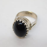 Sterling Silver Cabochon Garnet Set Signet Ring Vintage 1977 Sheffield
