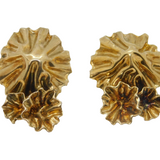 Pair of Sterling Silver Gilt Floral Studio Statement Stud Earrings Vintage 1989