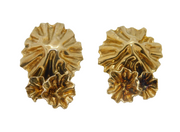 Pair of Sterling Silver Gilt Floral Studio Statement Stud Earrings Vintage 1989