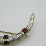Victorian Scottish Sterling Silver & Agate Large Dirk Brooch Antique c1860s