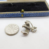 Sterling Silver Matador and Bull Charm Pendant Vintage c1970