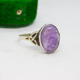 Sterling Silver Amethyst Celtic Style Ring Vintage c1970 Size R 1/2