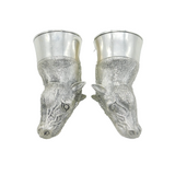 Pair of Silver Plated Novelty Horse Head Salt & Pepper Shakers Vintage c1990s