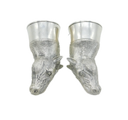 Pair of Silver Plated Novelty Horse Head Salt & Pepper Shakers Vintage c1990s