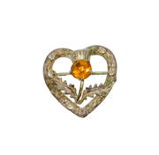 Scottish Sterling Silver Ward Bros Yellow Paste Thistle Brooch Pin Vintage c1950