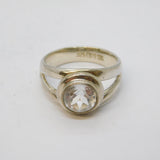 Sterling Silver Faceted Spinel Set Dress Ring Vintage c1970 Size S 1/2 UK