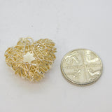 Sterling Silver Wirework Puff Heart With Star Pendant Vintage c1990