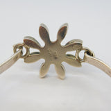 Mexican Sterling Silver & Red Agate Set Floral Bangle Bracelet Vintage c1970s