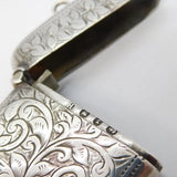 Victorian Sterling Silver Floral Pattern 'Good Luck' Vesta Case Antique 1899