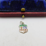 Sterling Silver and Enamel Travel Shield Charm Pendant Vintage c1970