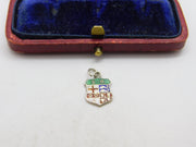 Sterling Silver and Enamel Travel Shield Charm Pendant Vintage c1970