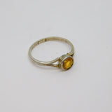 Sterling Silver Round Citrine Solitaire Studio Style Ring Vintage c1970 Size R
