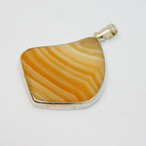 Sterling Silver Natural Lace Agate Organic Shape Statement Pendant Modern c1990s