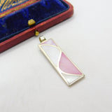 Sterling Silver Pink Mother of Pearl Modernist Charm Pendant Vintage c1970