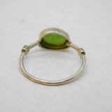 Sterling Silver & Cabochon Green Jade Set Dress Ring Vintage c1970s